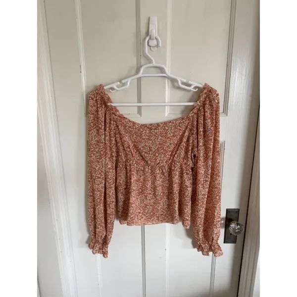 NWT Lulus rust‎ pink floral blouse size large - Image 8