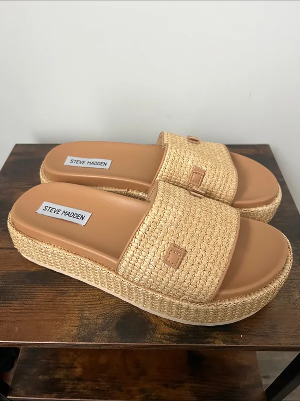 Steve Madden Kayley Raffia Platform Slides 9 - Image 3