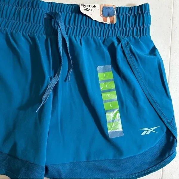 Reebok Running Shorts Women L Teal Seaport Drawstring‎ Athletic Gym NEW 3RBWH514 - Image 4