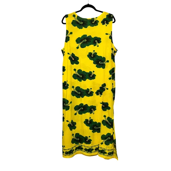 I.G. Sport XX Large Yellow Green Hibiscus‎ Floral Sleeveless Maxi Dress - Image 7