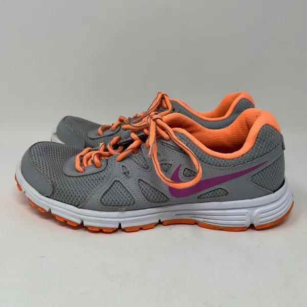 Nike‎ Revolution 2 Gray Orange Lace Up Running Athletic Shoes Women's Size 7 - Image 3
