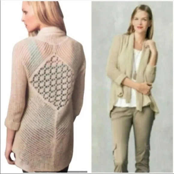 Cabi Teachers Pet Cream Open Cardigan Cotton Linen Ramie Sweater S - Image 2