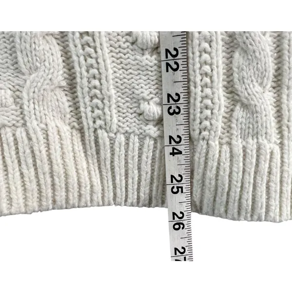 Lands End Sweater‎ Womens L Petite Cream Cable Knit Fisherman Turtleneck Cozy - Image 8
