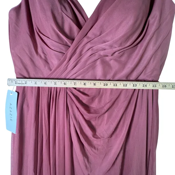 Azazie Evalin Chiffon Bridesmaid Dress Desert Rose Pink Size A14 Formal Maxi New - Image 8