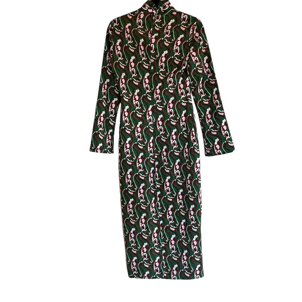 Nwot Zara Woman'S Paisley Printed Midi Dress Green/Multicolor Xs Bloggers Fave - Image 11