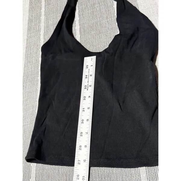 Zara Womens‎ Small Black Ribbed Halter Neck Crop Top Sleeveless Stretch Tank - Image 2