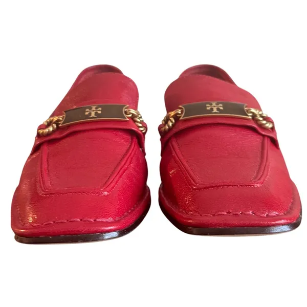 Tory Burch Perrine Loafers Tory Red Leather Square Toe Flats Size 7 - Image 2