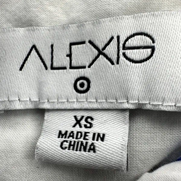 Alexis Target Dot Tulip Sleeve Embroidered Shirtdress Eyelet Belted White Blue - Image 4