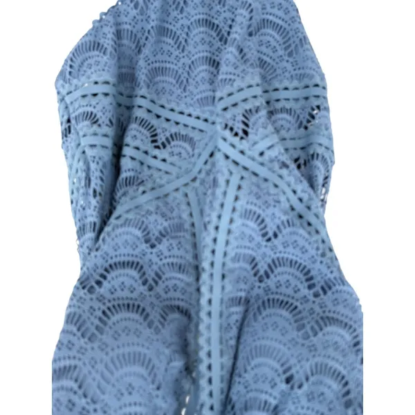 Becca Rebecca Virtue Crochet Lace High Neck One Piece Swimsuit Blue S NWOT‎ - Image 6