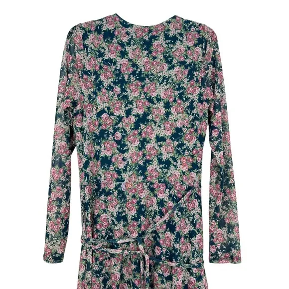 AFRM‎ Floral Print Maxi Dress Long Sleeve Wrap Medium Boho Sheer Wedding Guest - Image 10