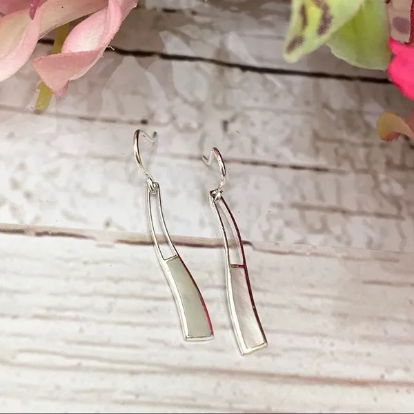 925 Mother of Pearl Inlay Dainty Earrings - Image 4