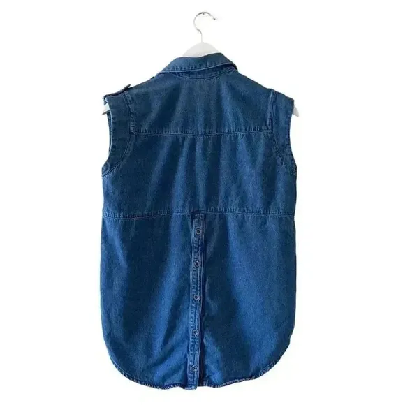 Andrea Jeans Sleeves Denim Blue Button Down Algodon Casual Minimalist Bohemian W - Image 7