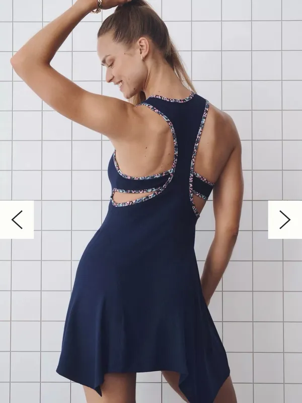 Gola x Anthropologie Sun’s Out Mini Dress Navy Floral Trim Athletic Dress Size M - Image 2