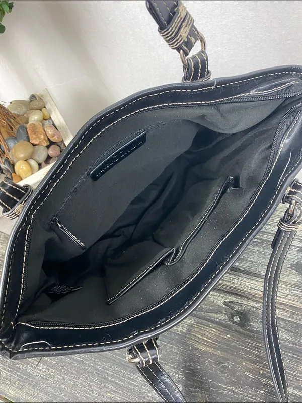 Nine West 100% Leather Black Shoulder Tote Bag - Image 6