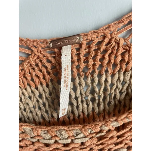Free People Desert Moon Slouchy Fisherman‎ Open Knit Sweater Pink Striped XS - Image 2