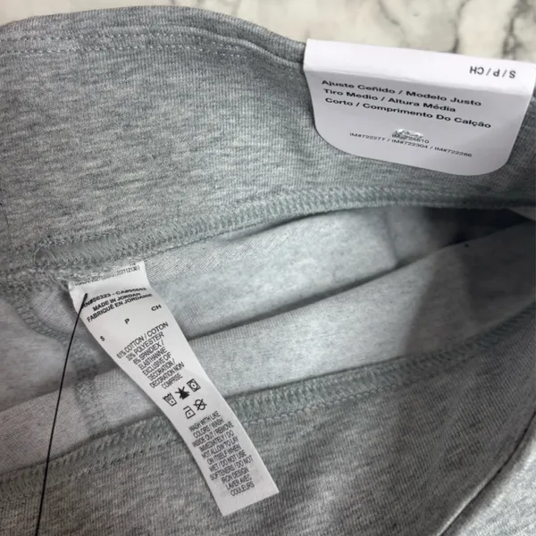 Nike Tight fit mid rise short length biker shorts small grey white NWT New - Image 3