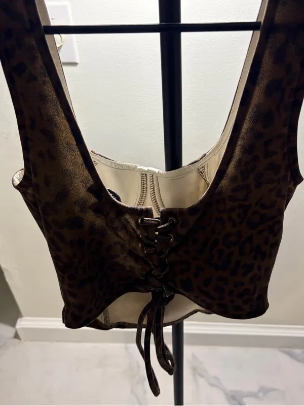 PrettyGarbage Leopard Print Bustier Top - Image 6