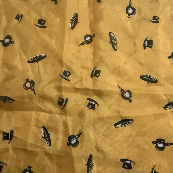 Horse Carriage Yellow Rolled Edges Hand Stitched 17" Square Scarf, 1950s, MCM - Image 9