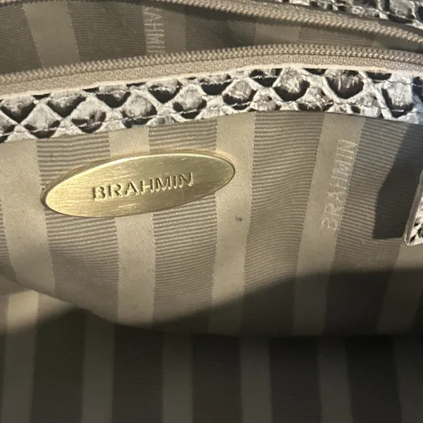 Brahmin Vivian Onyx Java Snake Leather Dome Satchel Bag Rare - Image 6
