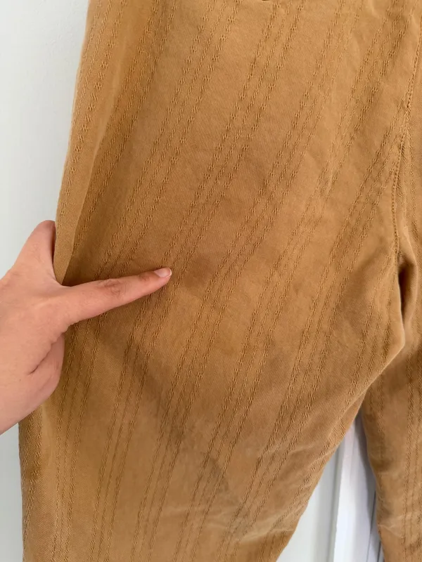 Anthropologie Women Scout Slim Pleated Straight Leg Ankle Pants Honey 27 Boho - Image 8