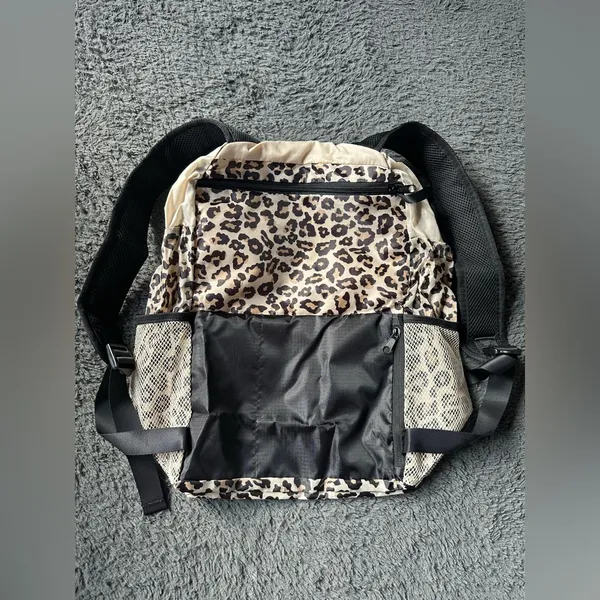 APL packable cream, black and leopard backpack - Image 5