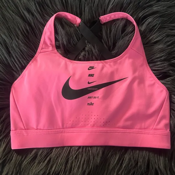 Nike Swoosh Dri-Fit Training Running Vibrant Pink Sports Bra Size Small - Image 3