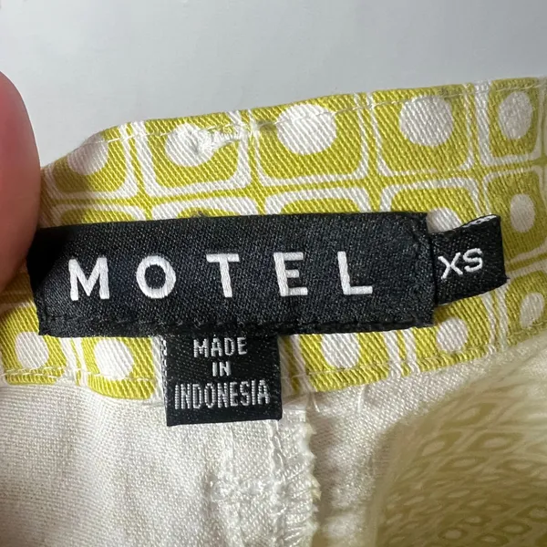 Motel Rocks Flare Trousers‎ Sz XS Green Geometric Retro Pants Vintage Inspired - Image 4