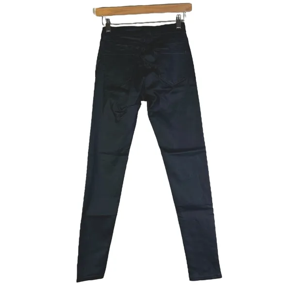 NWT Six Denim High Rise Coated Skinny Faux Leather Pants Black Edgy Stretch Sz L - Image 5