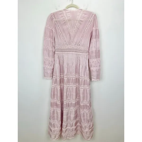 LoveShackFancy Ellitia Dress Victorian Lace Maxi Light Lilac Viscose US 0 NWT - Image 15