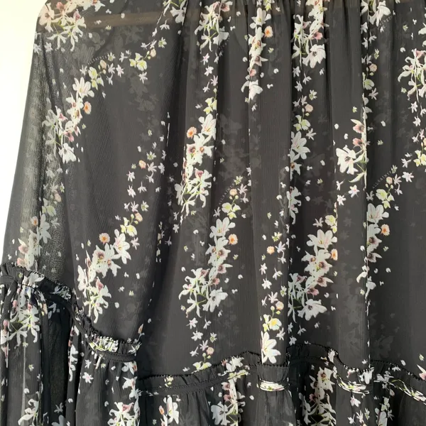 All Saints Eimar Cultivar Balloon Sleeve Sheer Floral Womens Top Size 4 Small - Image 7