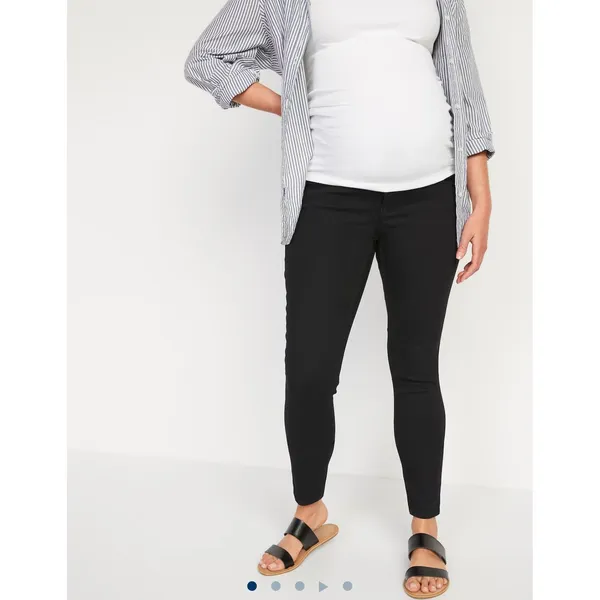 NEW Black‎ Maternity Rollover-Panel 360° Stretch Super-Skinny Jeans in 2 Short - Image 2