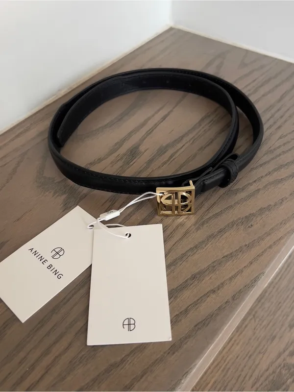 Anine Bing Monogram Leather Belt in Black NWT - Image 3
