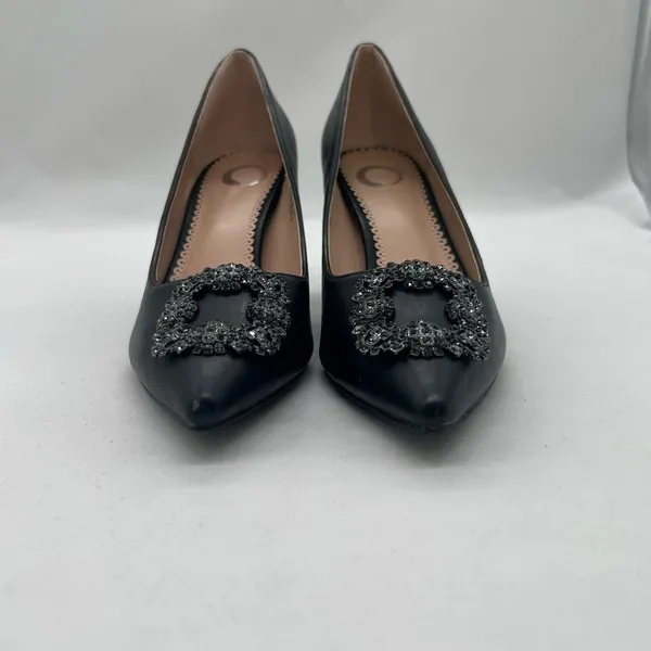 Journee Collection Heels 6 1/2 Black Rhinestones‎ Pointed Toe Career Formal NEW - Image 7