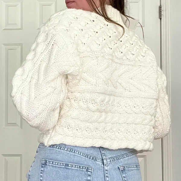 Cozy Cable Knit Sweater White - Image 2