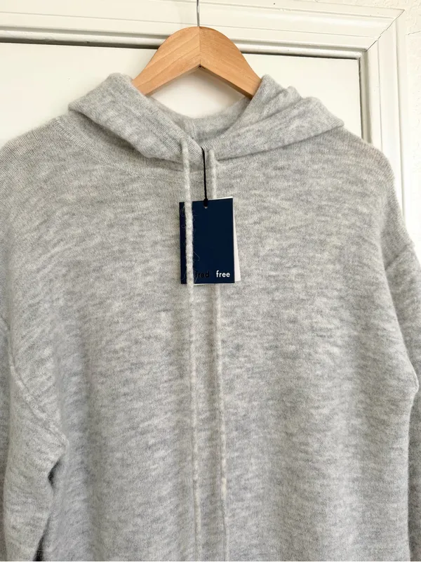 Aritzia Wilfred Free Cozy Light Gray Hooded Knit Wool Blend Sweater Dress S NWT - Image 3