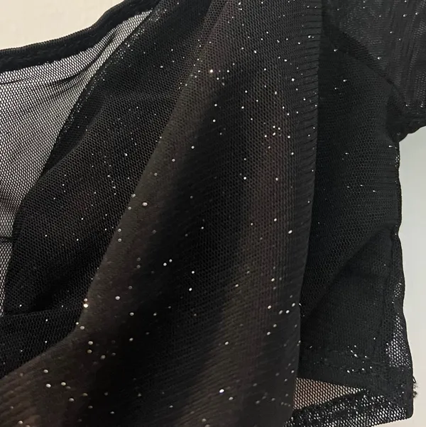 Mad rag Sheer Glitter Long Sleeve Crop Top - Image 3