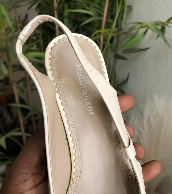 Naturalizer Genuine Leather Cream beige nude square toe mules slingback pumps 2.5” kitten heels -office siren core-Size 6M Excellent condition #coquette #twee #fairycore - Image 5