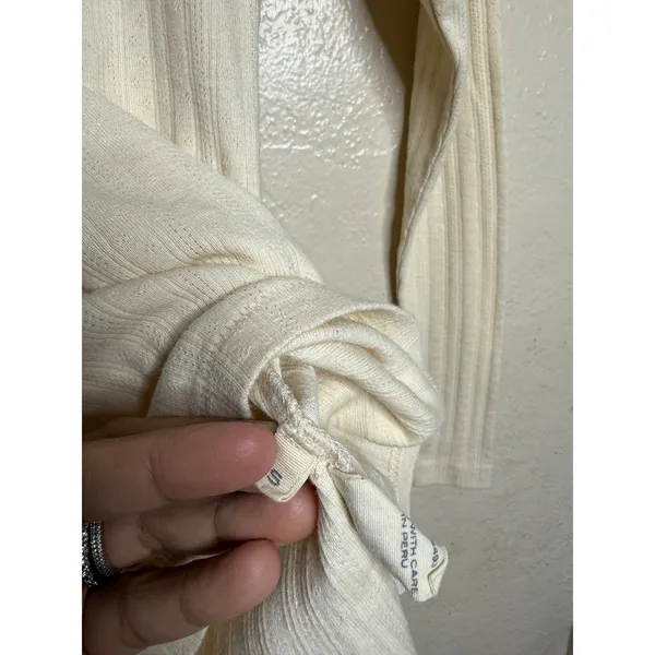 DÔEN Romy Tee S Cream Pointelle Cotton Scoop Neck Long Sleeve Top - Image 6