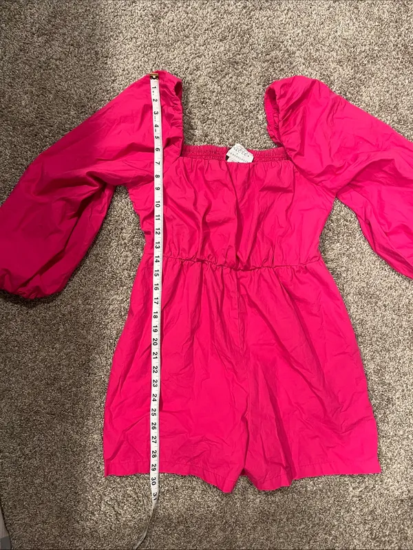 Mare mare x Anthropologie Hot Pink Puff Sleeve Romper Size XS - Image 8