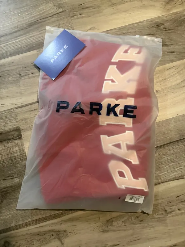 PARKE Varsity Mockneck Sweatshirt Valentines Collection Crimson +Peony L/XL NIP - Image 7