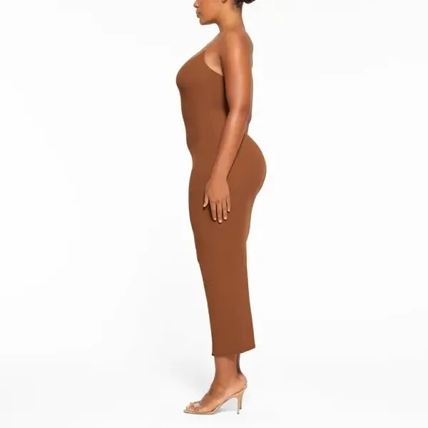 SKIMS Fits Everybody Long Slip Dress - Bronze, Size Large, $78 - Image 3