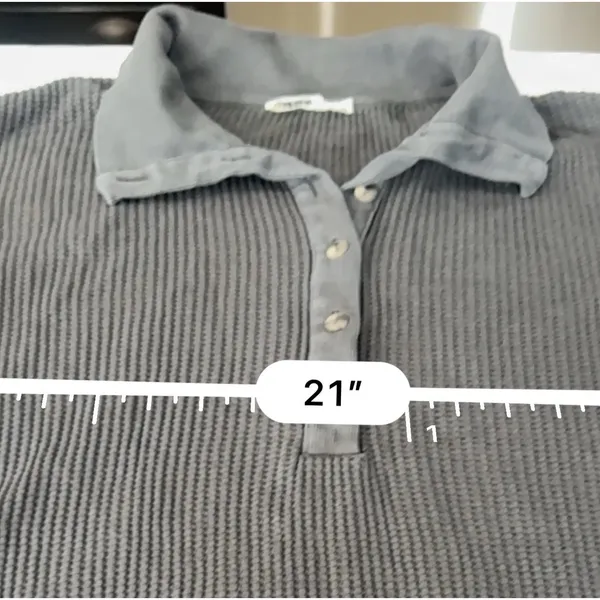 Faherty Womens Apres Organic Cotton Waffle Knit Henley Top Dark Gray Size Large - Image 8
