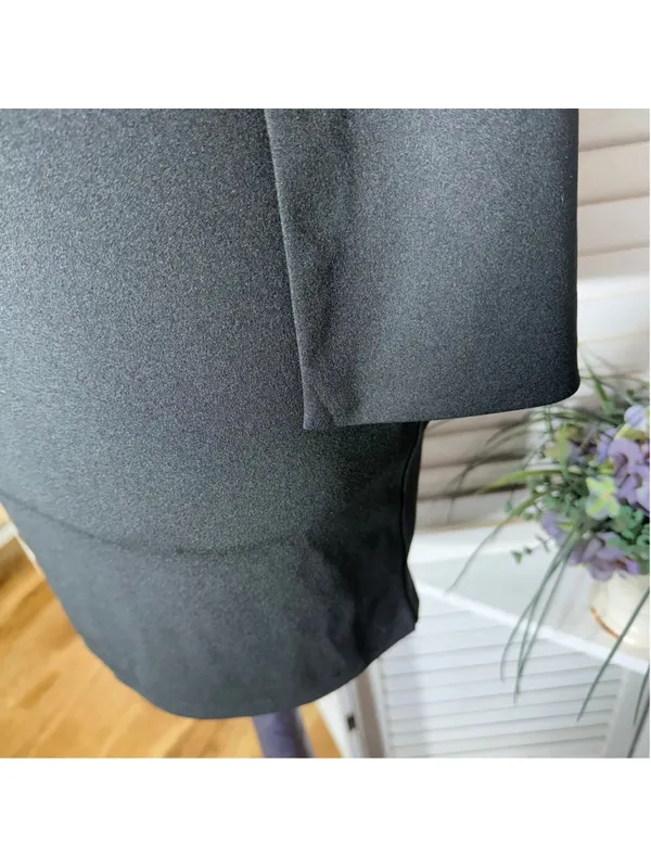Dance & Marvel rare elegant sexy cape black mini dress deep v neck cocktail sz S - Image 13