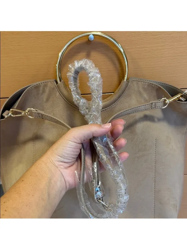 Banana Republic beige Nude gold O Ring Handle Tote Bag with crossbody - Image 3
