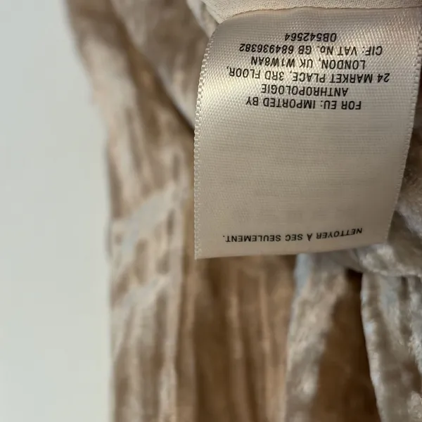 Floreat Anthropologie M Crushed Velvet Boho Chic Poetcore Shift Dress Champagne - Image 7