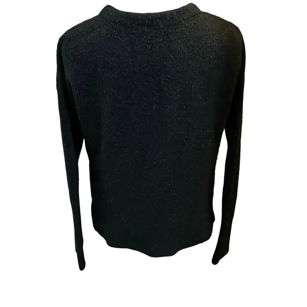 Gap Alpaca Wool Blend Chunky Knit Women's Sweater Black Crew Neck Pullover S - Image 2