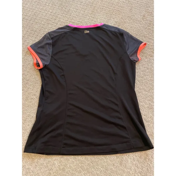 FILA Sport Performance Black V-Neck Short Sleeve Top - Image 2
