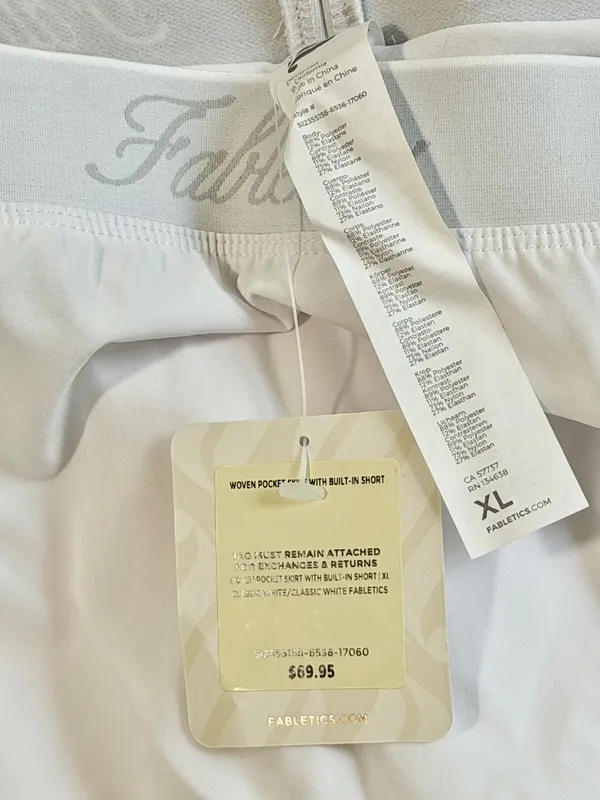 Fabletics White Woven Pocket Skirt with Built-In Short Size X-Large XL - Image 10