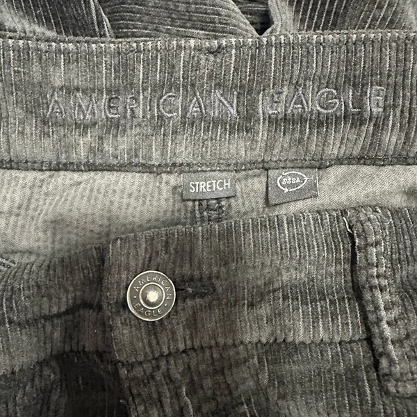 American Eagle Curvy Super High Rise Baggy Wide Leg Corduroy Cargo Pants 10 Gray - Image 5