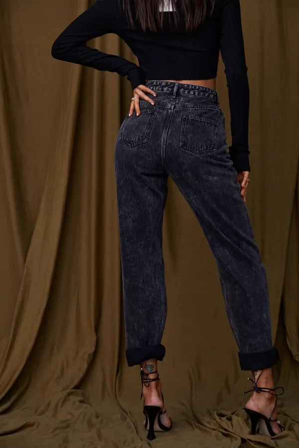 12th Tribe Black Asymmetrical Jeans - Image 4